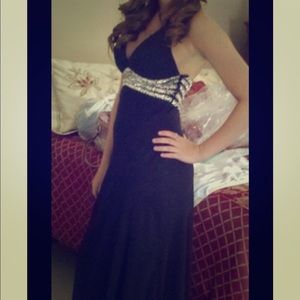 Black and Silver Sequence Prom Dress.